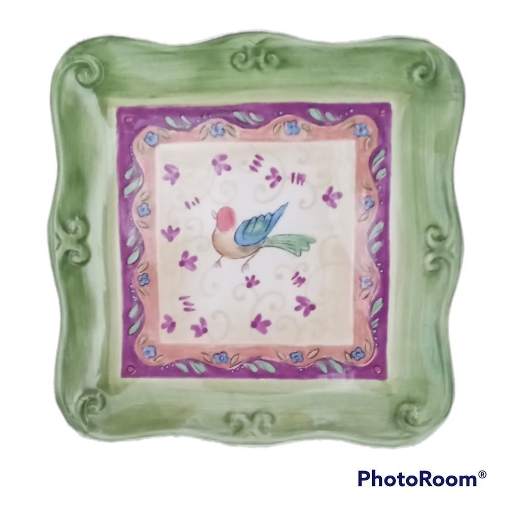 Sango Sue Zipkin Tuscan Gardens Square Salad China Plate Set of 4